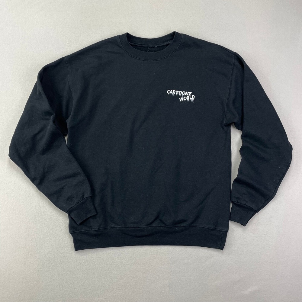 Cartoonz World Crewneck Sweatshirt Adult M Black Cotton Skate Punk Streetwear